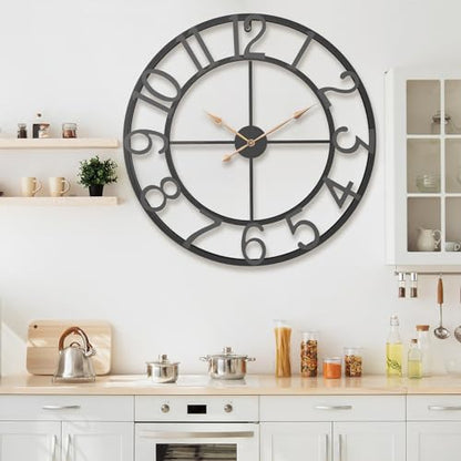 Pytha Sight 36 Inch Black Metal Arabic Numeral Extra Large Giant Wall Clock - color: Black Arabic, size: 36 Inch