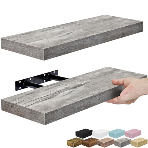 Sorbus 16 Inch Floating Shelves for Wall (2 Pack, Grey) - color: Grey, size: 2 Pack