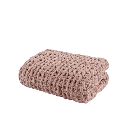 Madison Park Chenille Chunky Knit All Season Throw Blanket, 50 x 60, Blush - color: Blush
