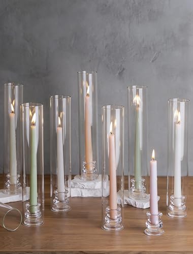 NUPTIO Hurricane Glass Candle Holders Bulk for Wedding - 12.6" H Set of 30