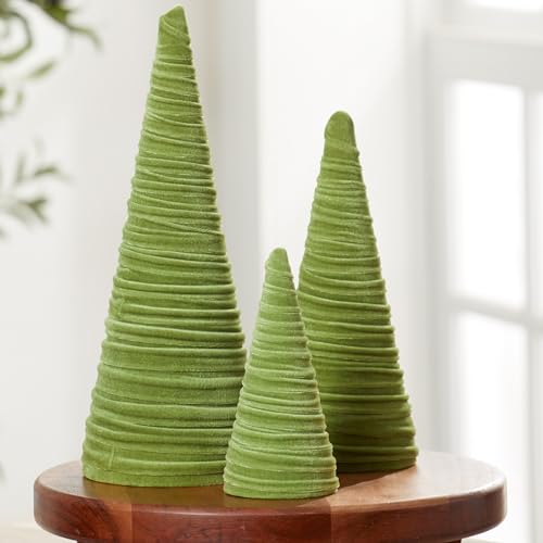 Your Heart's Content Fern Velvet Trees Set of 3 (Fern) - color: Fern