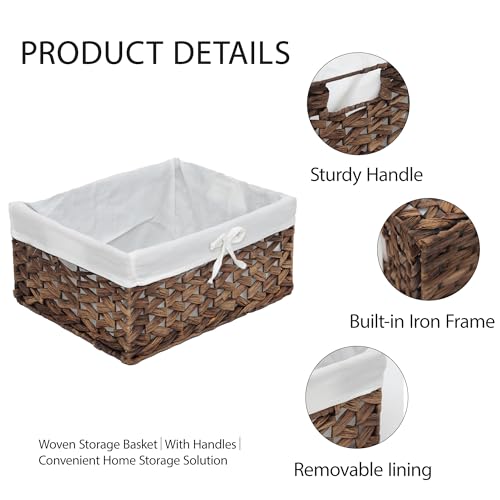 KINGWILLOW Wicker Basket Set of 3 with Removable Liner - size: Set of 3