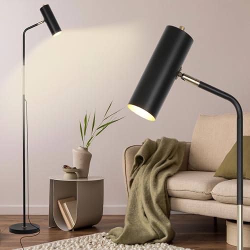 LALISU Floor Lamp, Industrial Floor Lamps for Living Rooms & Bedrooms - color: LED Black