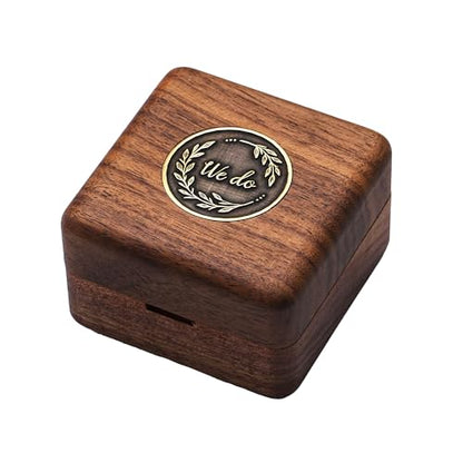 KWOOD We Do-Custom Wooden Wedding Ring Box, Personalized Metal Name Wooden Ring Box, Wedding Ceremony Ring Holder, Anniversary Birthday Gift Idea - style: T-We Do 01