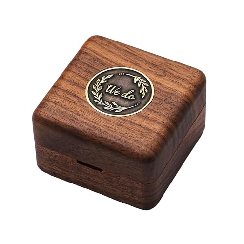 KWOOD We Do-Custom Wooden Wedding Ring Box, Personalized Metal Name Wooden Ring Box, Wedding Ceremony Ring Holder, Anniversary Birthday Gift Idea - style: T-We Do 01