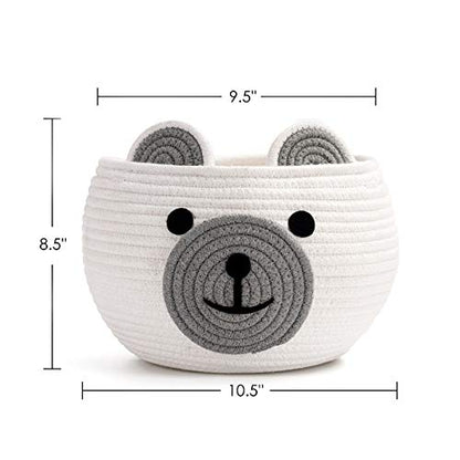 CherryNow Baby Basket for Gifts Empty, Cute Bear Design, Light Grey - color: White, size: 10.5"D x 8.5"H