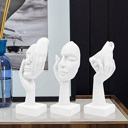3 Pcs Thinker Statue,Modern Home Sculptures,Collectible Figurines - color: 3 Pcs White-2