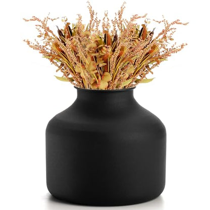 Goaste Metal Matte Flower Vase, Black Vases for Flowers, 6.5 Inch Tall Iron Frosted Flower Arranging Vase for Table Centerpiece, Home, Shelf, Office, Garden Decor, Black