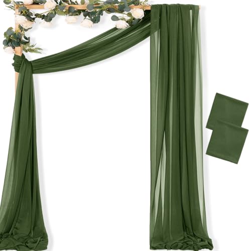 Sheer Gauze Wedding Arch Draping Fabric 29" x 20 FT 2 Panel Moss Green - color: Olive Green, size: 29"w x 240"l (Pack of 2)
