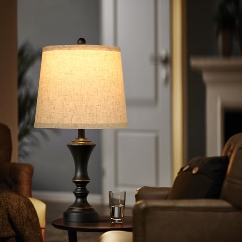 ROTTOGOON Retro Table Lamps Set of 2, Nightstand Lamp for Bedroom Vintage Rustic Table Lamps for Living Room Traditional Nightstand Bedside Lamps 22" (Black) Bulb NOT Included - color: Retro Black