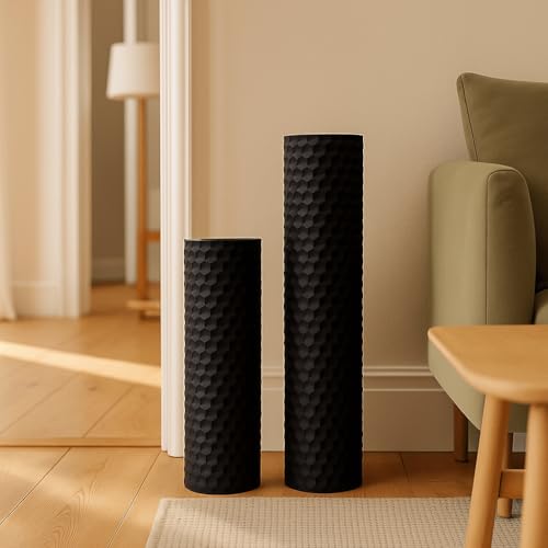 Leewadee Set of 2 Large Floor Vases Metal for Pampas Grass - color: Black