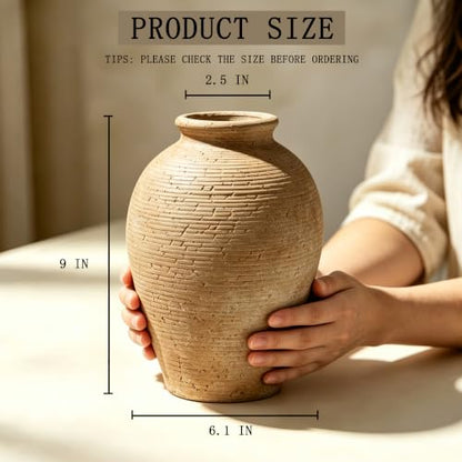 9 inch Ceramic Flower Brown Vase Home Deco - color: 9in Brown