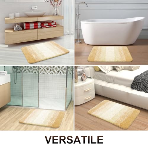 OLANLY Small Bathroom Rugs 24x16, Extra Soft Absorbent Microfiber Bath Rugs - color: Light Yellow, size: 24" X 16"