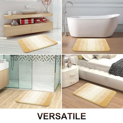 OLANLY Small Bathroom Rugs 24x16, Extra Soft Absorbent Microfiber Bath Rugs - color: Light Yellow, size: 24" X 16"