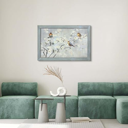 Soft Pastel Birds on Spring Blossom Branches Wall Art 36"Lx24"W - color: Birds on Spring Blossom, size: 36"L x 24"W