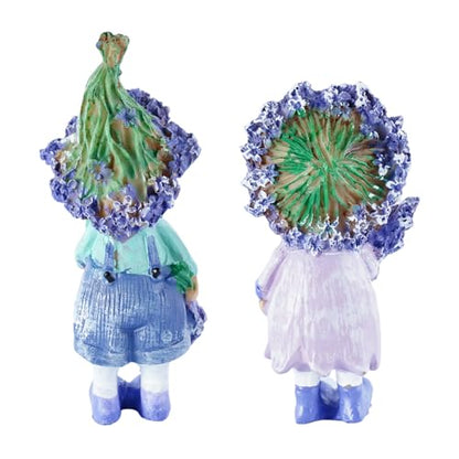 2-Piece Resin Sculpture Set, Whimsical Spring Ornaments Male & Female Themed Statues, Fairy Garden Resin Decor Accents for Indoor Home Spring Decor