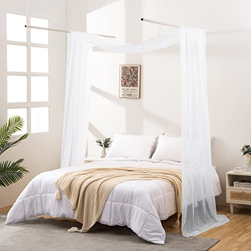 Sheer Canopy Bed Curtains 216 Inch Long, Wide 52, White - color: White, size: Full/Queen (52"W x 216"L)
