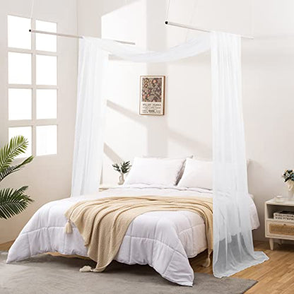 Sheer Canopy Bed Curtains 216 Inch Long, Wide 52, White - color: White, size: Full/Queen (52"W x 216"L)