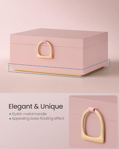 SONGMICS 2-Layer Jewelry Box with Handle, Removable Tray, Floating Effect - color: Jelly Pink