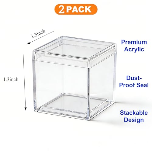 Small Acrylic Box with Lid 1.3 x 1.3 x 1.3 Inch, 2 Pack Classic Style - size: 1.3 x 1.3 x 1.3 Inch