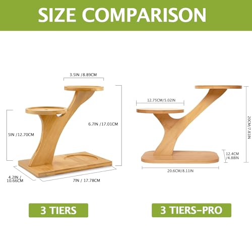 XXXFLOWER Bamboo Plant Stand ,3 Tiers Indoor Succulent Windowsill Shelf - Small Tabletop Plant Holder for Home, Office, Living Room, Bedroom Decoration 1pc