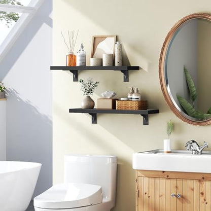 HOOBRO Floating Shelves for Wall, 15.7" Wall Mounted Shelves Set of 2 - color: Black, size: 15.7 Inches