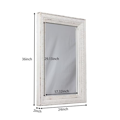 Large Vintage Mirrors for Wall 24 x 36 inches, Distressed White