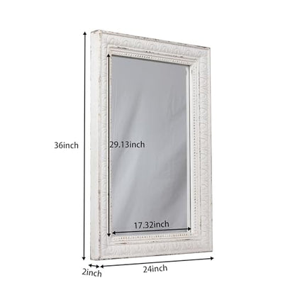Large Vintage Mirrors for Wall 24 x 36 inches, Distressed White