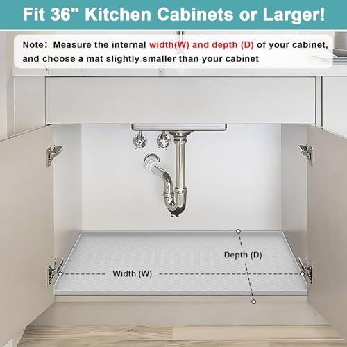 Under The Sink Mat Waterproof, Under Kitchen Sink Mat Light Gray, 34" x 22" - color: Light Gray, size: 34" x 22"