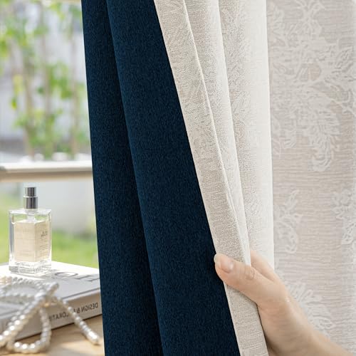 FMFUNCTEX Beige Floral Jacquard Blackout Curtains, 52X108 Inches, 2 Panels - color: Beige, size: 52"W x 108"L (Pack of 2)
