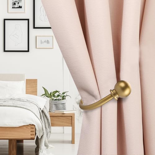 Sumnacon Curtain Holdbacks 4 Pcs Wall Mounted Curtain Tiebacks, Gold - color: Gold