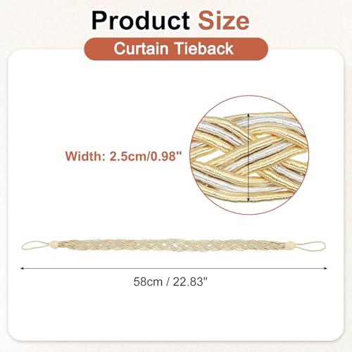 uxcell 4Pcs Curtain Tiebacks, 58cm/23 Braided Drapery Holdback Holder Decorative Rope Tie Back, Beige/Mixed Silver - color: Beige