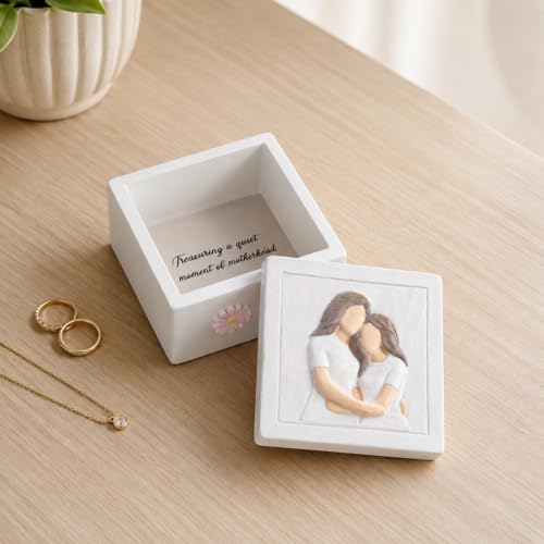 Mother and Daughter Figurines Keepsake Box - Sentimental Jewelry Gift Box for Mom, Grandma, Sister or Best Friend - Unique Birthday, Christmas, Mothers Day Gifts for Women, Female, Girls (Support) - style: Support
