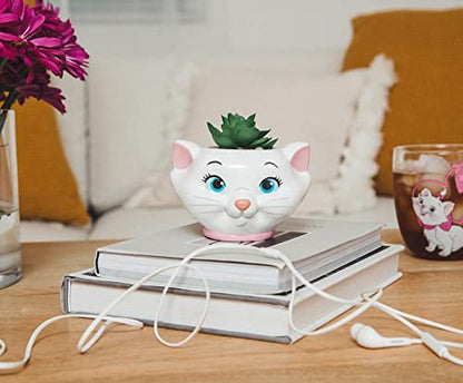 Silver Buffalo Disney The Aristocats Marie 4-Inch Ceramic Mini Planter with Artificial Succulent | Cute Small Flower Pot, Faux Indoor Plants - color: Aristocats