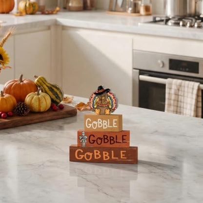 Smile Thanksgiving Wooden Block Decor - style: Gobble