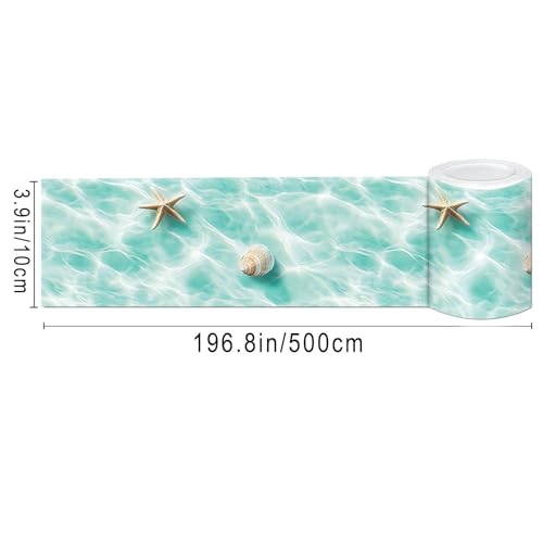 IVN Wallpaper Border Peel and Stick Wall Seashell Starfish 4x196 Inch - color: Seashell Starfish