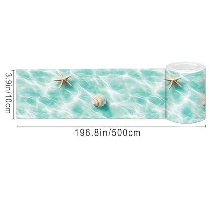 IVN Wallpaper Border Peel and Stick Wall Seashell Starfish 4x196 Inch - color: Seashell Starfish