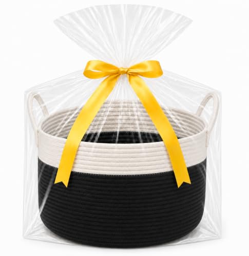 Large Gift Basket Empty for Toys, Blanket, Laundry, Black White - color: Black White, size: Large