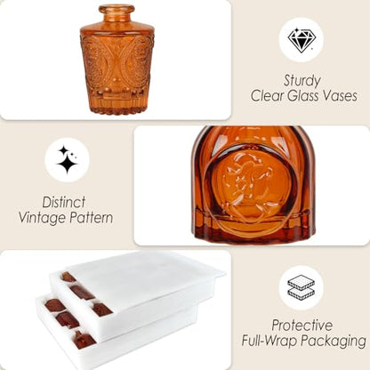 UPBUD Amber Glass Bud Vases Set of 36, Brown Small Vases for Flowers - color: Amber Brown-36pcs