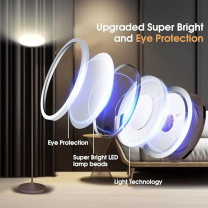 LED Torchiere Floor Lamp with Remote Control, Standing Lamp for Living Room - color: Copper Brown