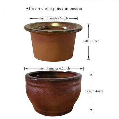 African Violet Pots Self Watering Violet Pot Copper 6 inch - color: Copper
