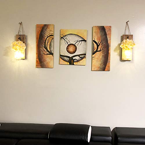 Rustic Mason Jar Sconces Wall Decor, Rustic Brown, Set of 2 - color: 11"H Brown + Hydrangea