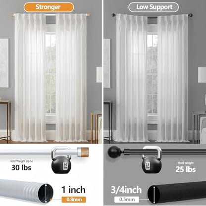 1 Pack Boho Rustic Adjustable Wood Curtain Rod 32-45 Inch, Silver - color: Silver, size: 32"-45"|1 PACK