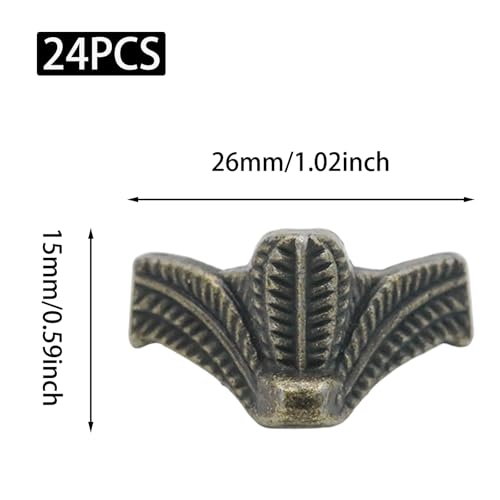 24Pcs Antique Brass Box Legs Feet Corner Protectors with Screws - size: StyleE