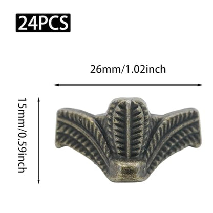 24Pcs Antique Brass Box Legs Feet Corner Protectors with Screws - size: StyleE