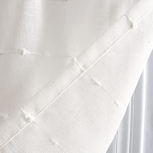 Lush Decor Farmhouse Textured Sheer Window Curtain Valance, 52"W x18"L, White - color: White