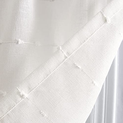 Lush Decor Farmhouse Textured Sheer Window Curtain Valance, 52"W x18"L, White - color: White