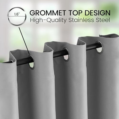 Extra Long Grommet Blackout Curtains, 1 Panel, Gray, W52 x L204 - color: Grey, size: 52"W x 204"L (Pack of 1)