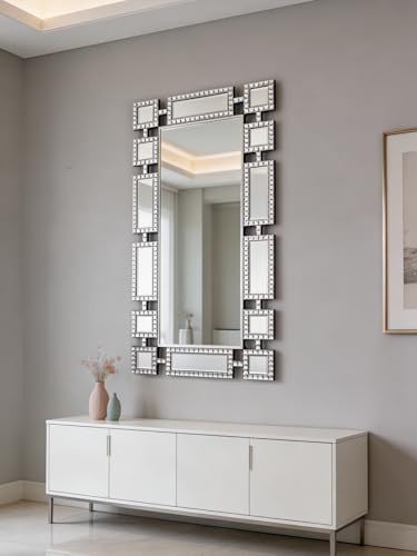 Large 47"x24" Decorative Mirror with Crystal