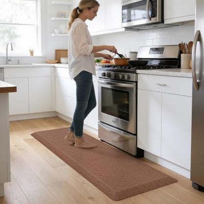DEXI Anti Fatigue Kitchen Mat Cushioned, 20x47 Waterproof Runner Rug Brown - color: Brown, size: 47"L x 20"W x 0.9"Th